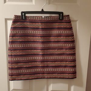 LOFT Geometric Mini Skirt in Black and Orange